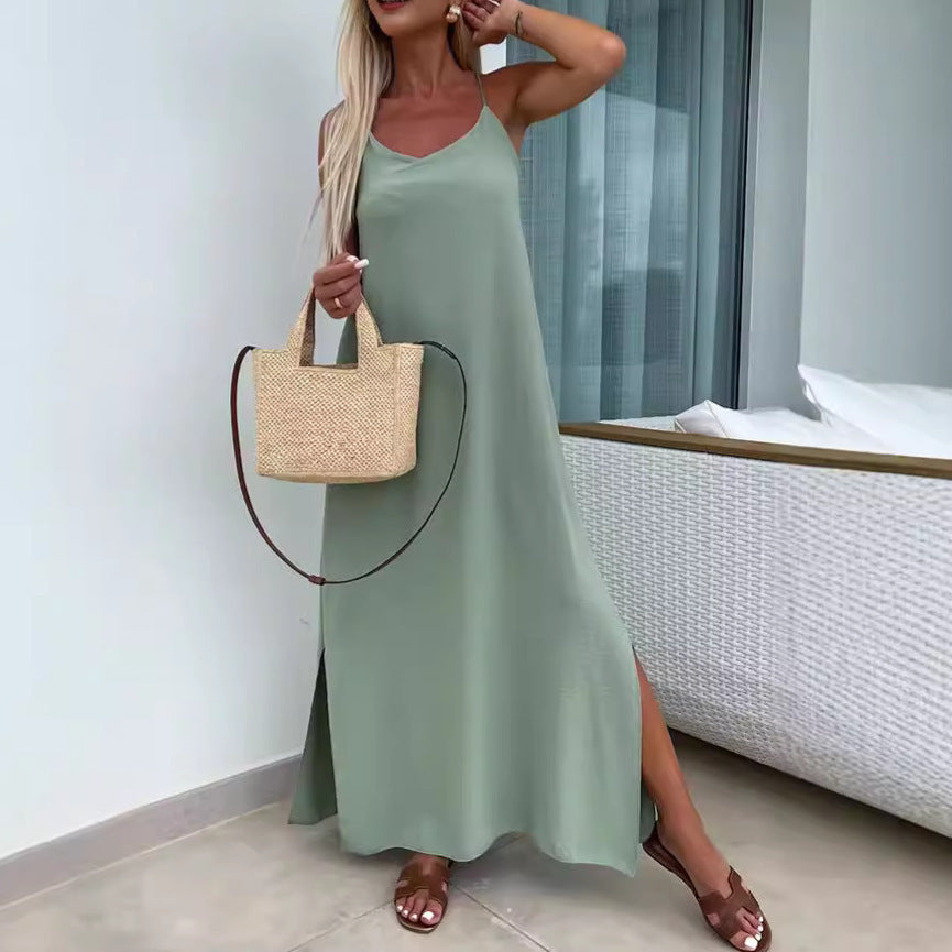 Robe Longue à Bretelles – Style Vacances Élégant