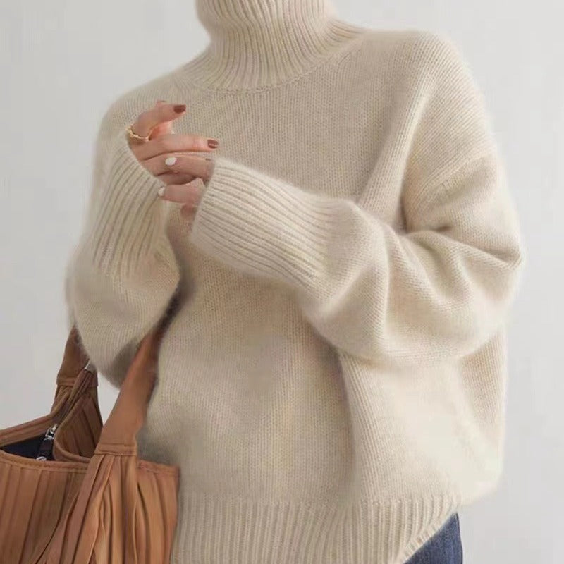 Pull Col Roulé Doux en Cachemire Épais