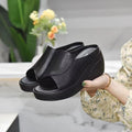 Sandales Compensées en Cuir Souple Véritable